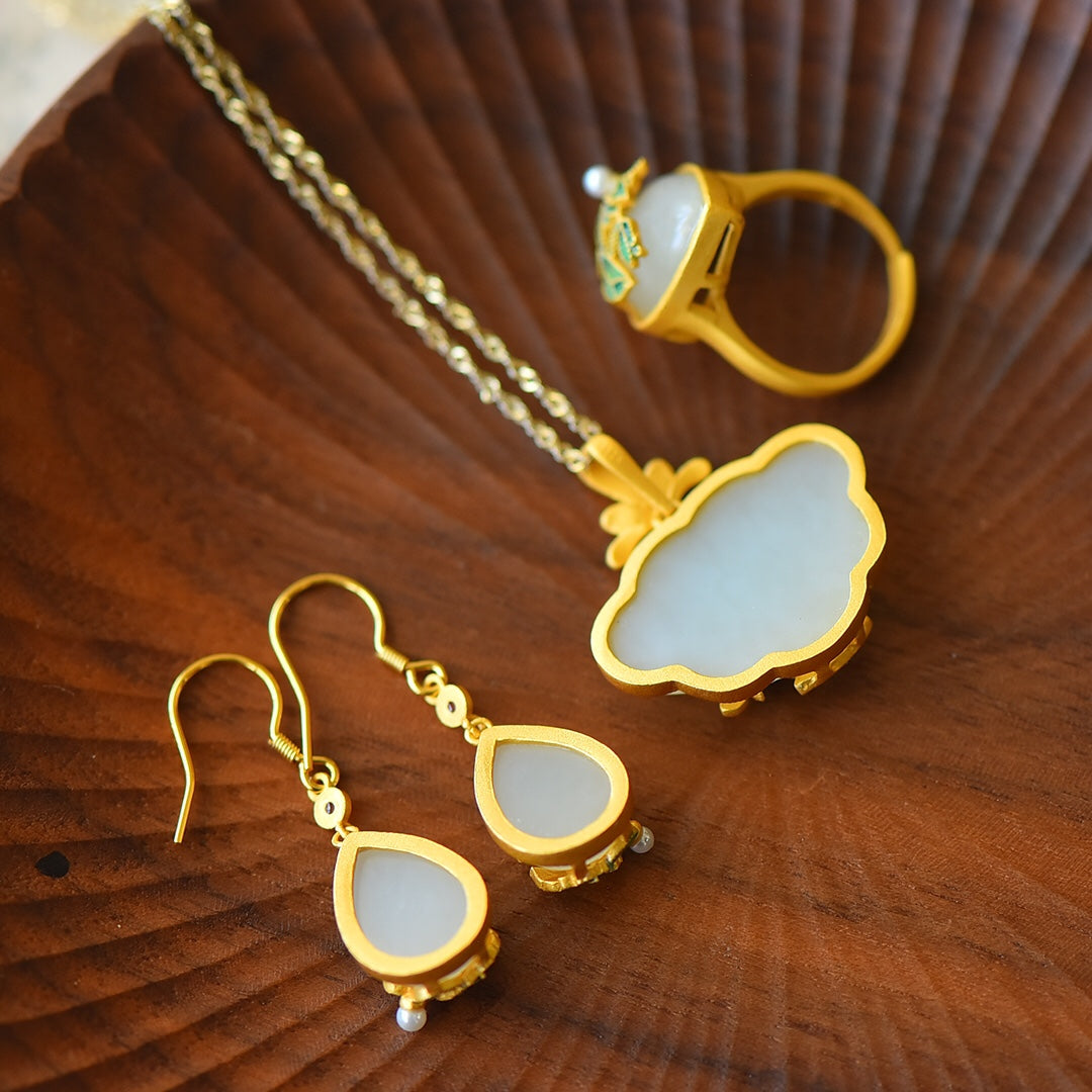 S925_Sterling_Silver_Hetian_Jade_Ruyi_Pendant_Jewelry_Set
