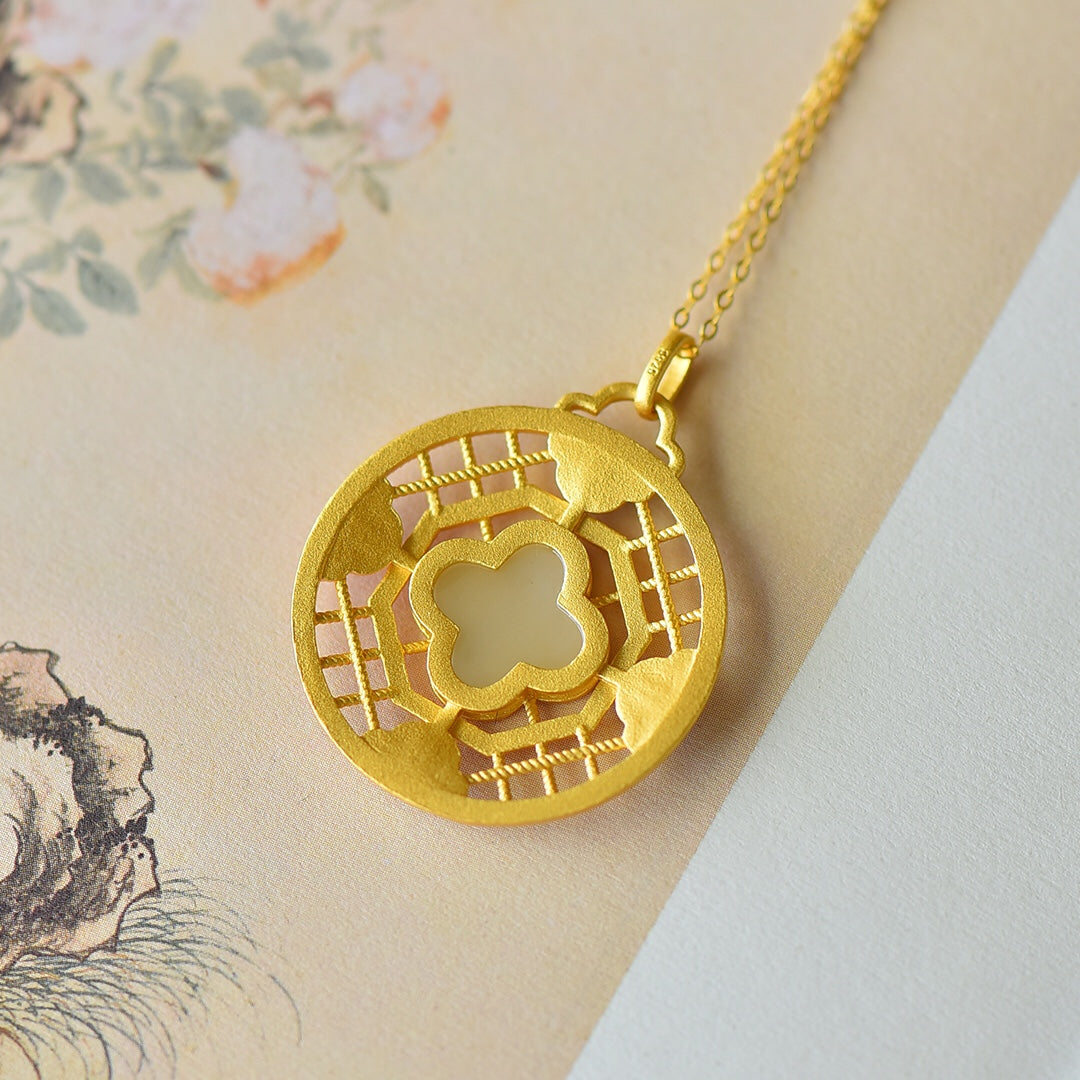 S925_Sterling_Silver_Hetian_Jade_Pendant_Clover