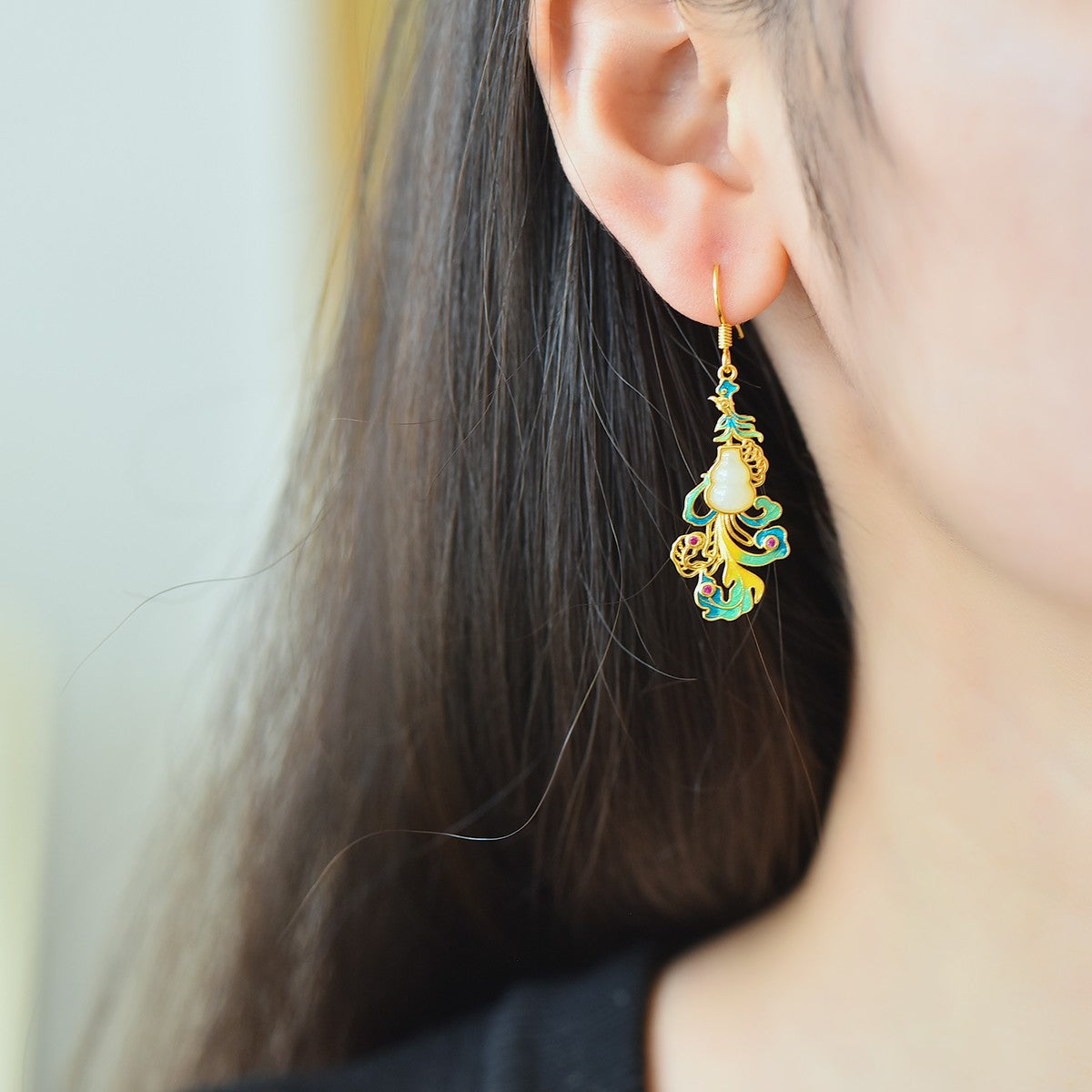 925_Silver_Nephrite_Earrings_Earrings_Fine_Texture_With_Certificate