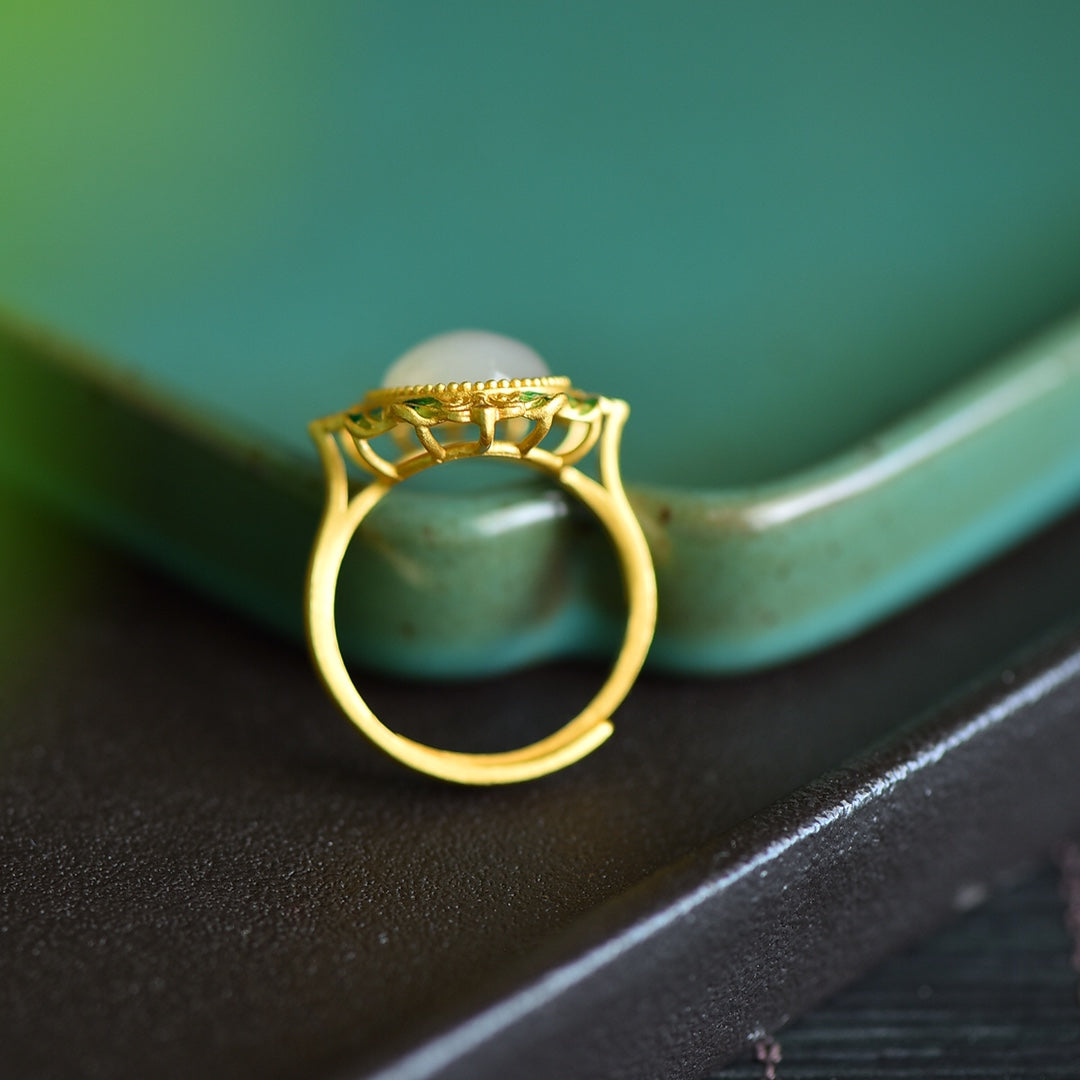S925 Sterling Silver Nephrite Jade Spring Swallow Ring - Romantic Luck