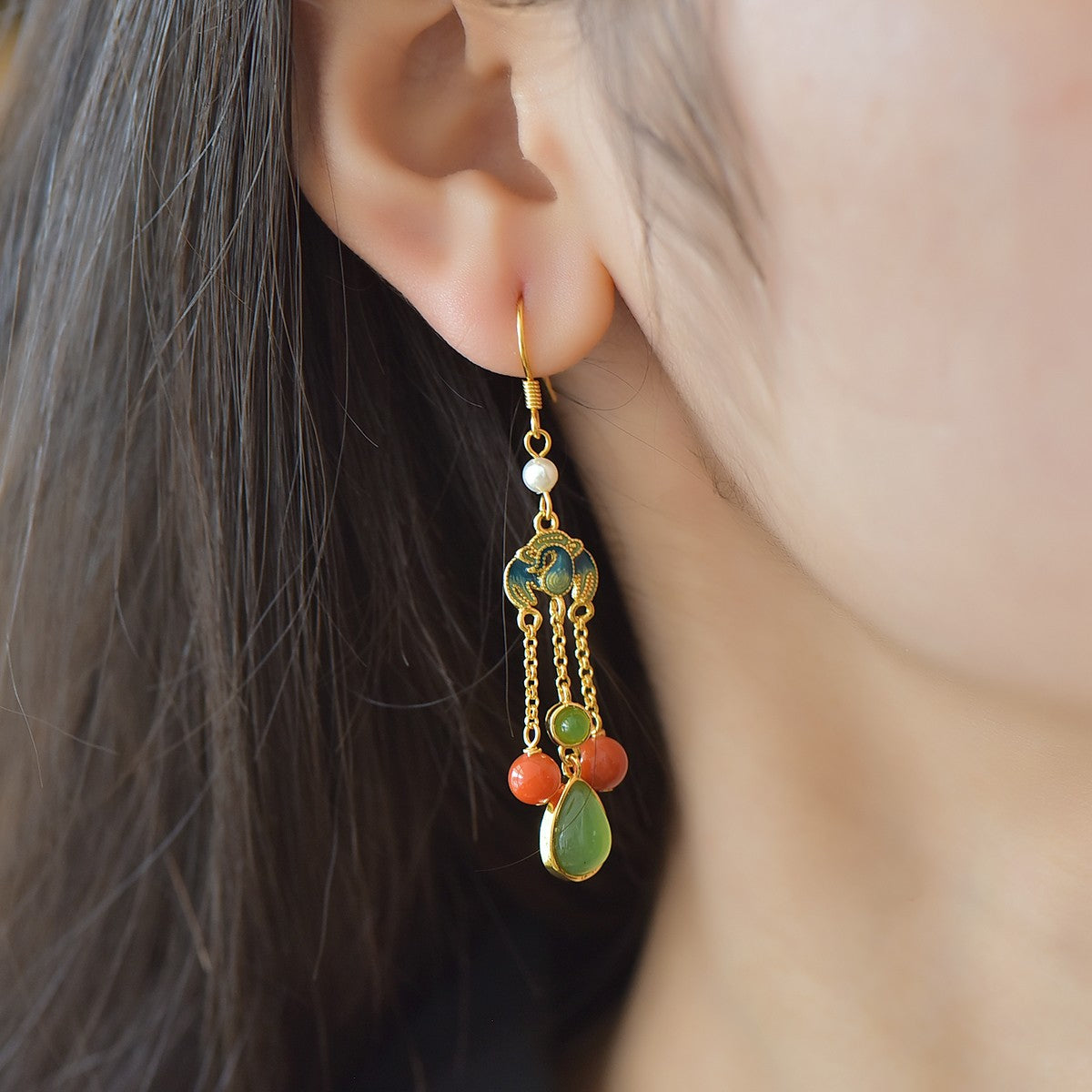 925_Silver_Nephrite_Green_Jade_Earrings_Fine_Texture_Exquisite