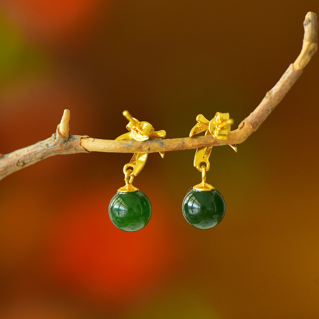925_Silver_Nephrite_Earrings_Simple_With_Certificate_112
