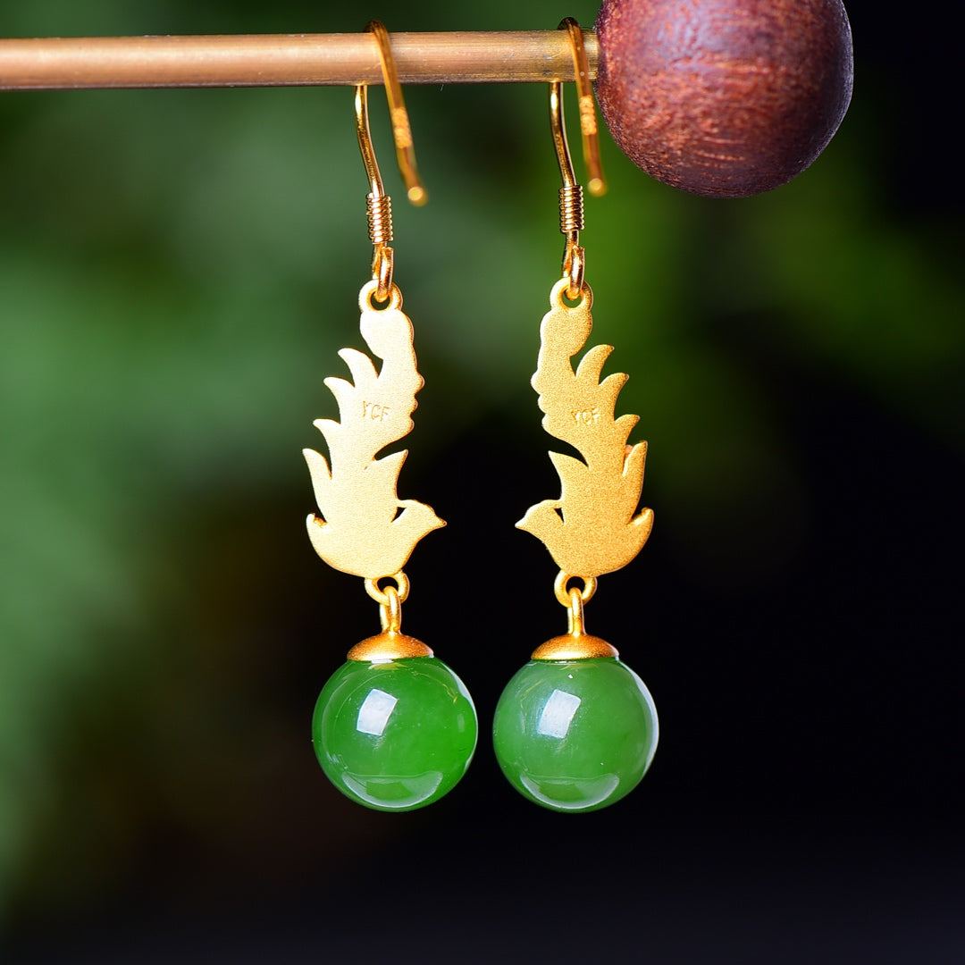 925_Silver_Nephrite_Green_Jade_Earrings_Fashion_Fine_Texture