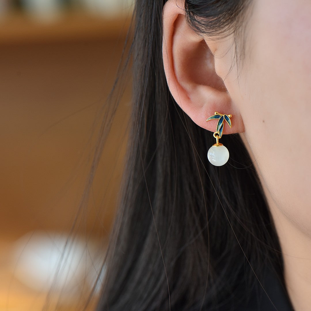 925_Silver_Nephrite_Earrings_Simple_With_Certificate_218