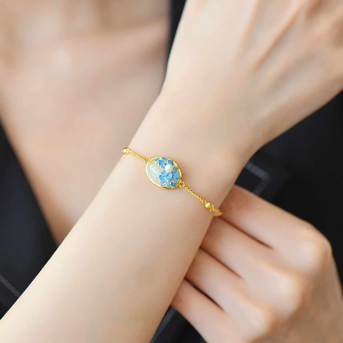 S925 Sterling Silver Nephrite Jade Bangle - Heart & Peace Ring Design