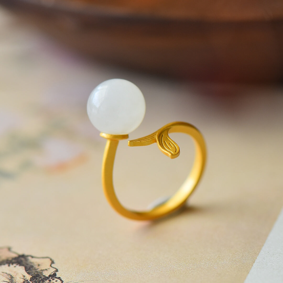 S925 Silver Nephrite Jade Mermaid Tail Ring - Unique Fashion Jewelry