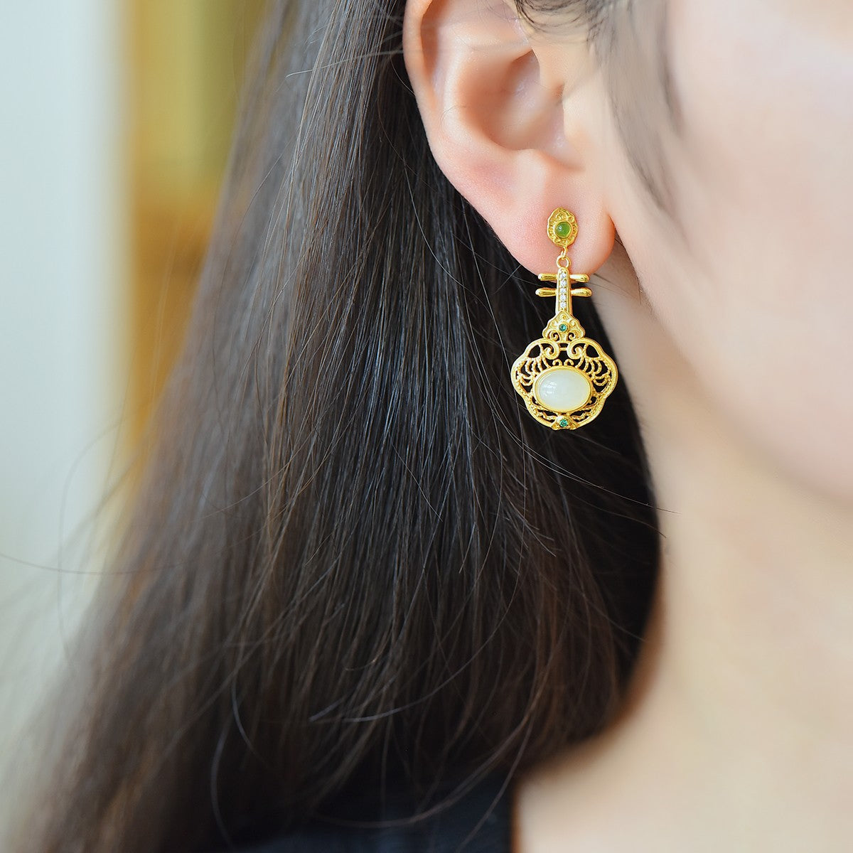 925_Silver_Nephrite_Earrings_Fine_Texture_With_Certificate_237