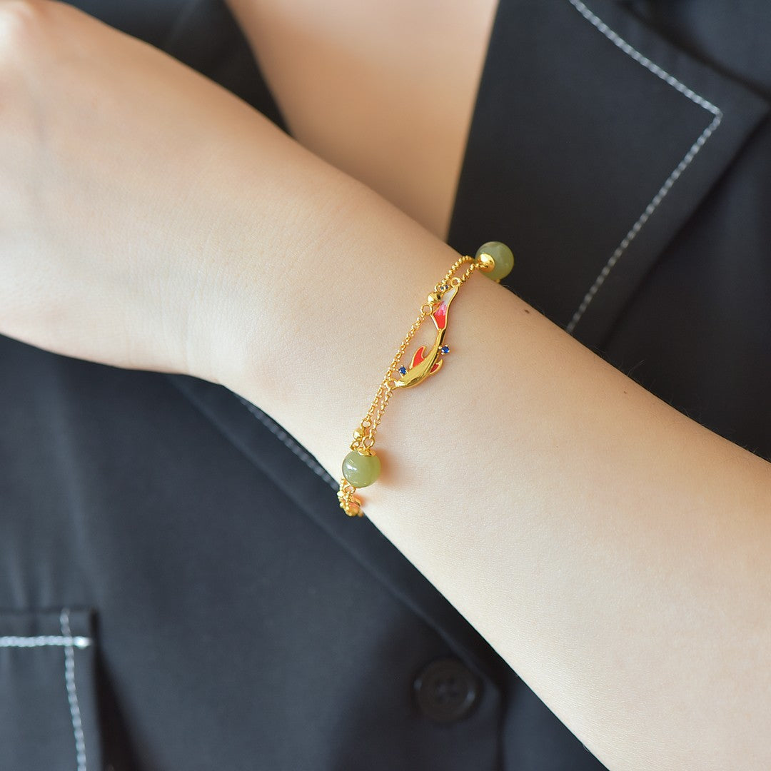 S925 Silver Nephrite Jade Bangle - Success Couple's Collection