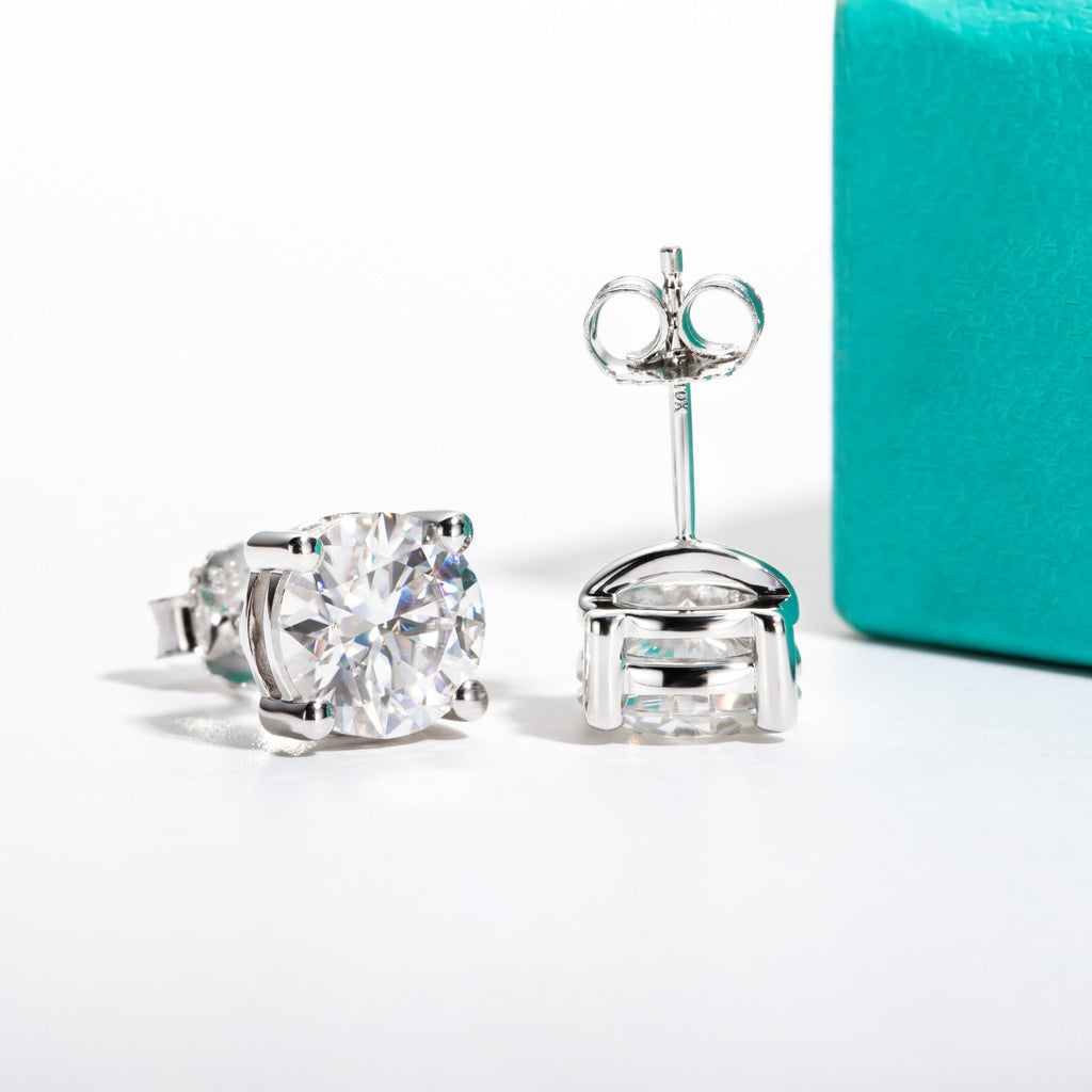 10K Round Cut Moissanite Stud Earrings