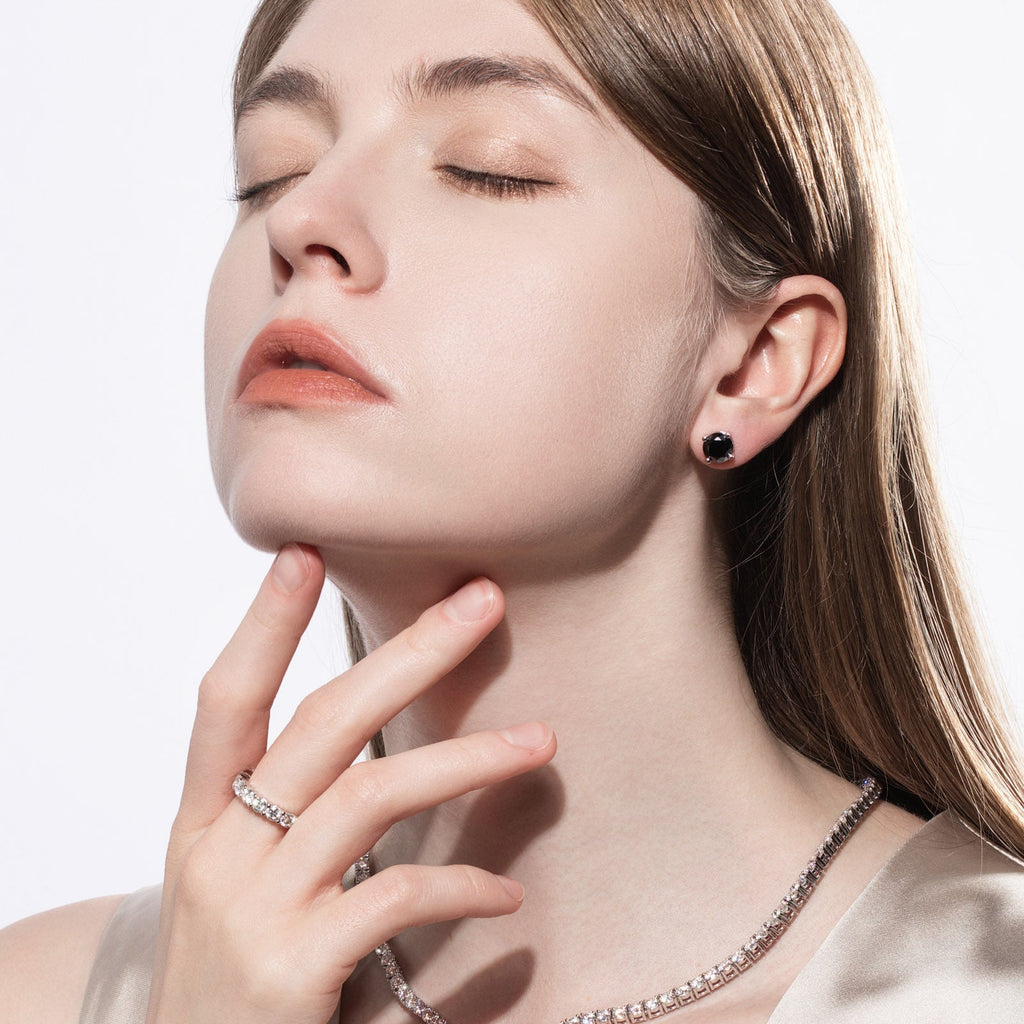 10K Round Cut Moissanite Stud Earrings