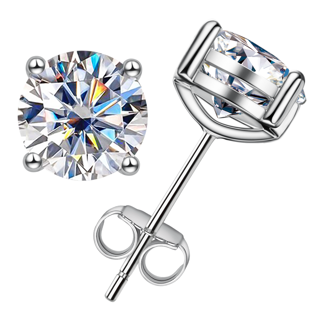 10K Round Cut Moissanite Stud Earrings