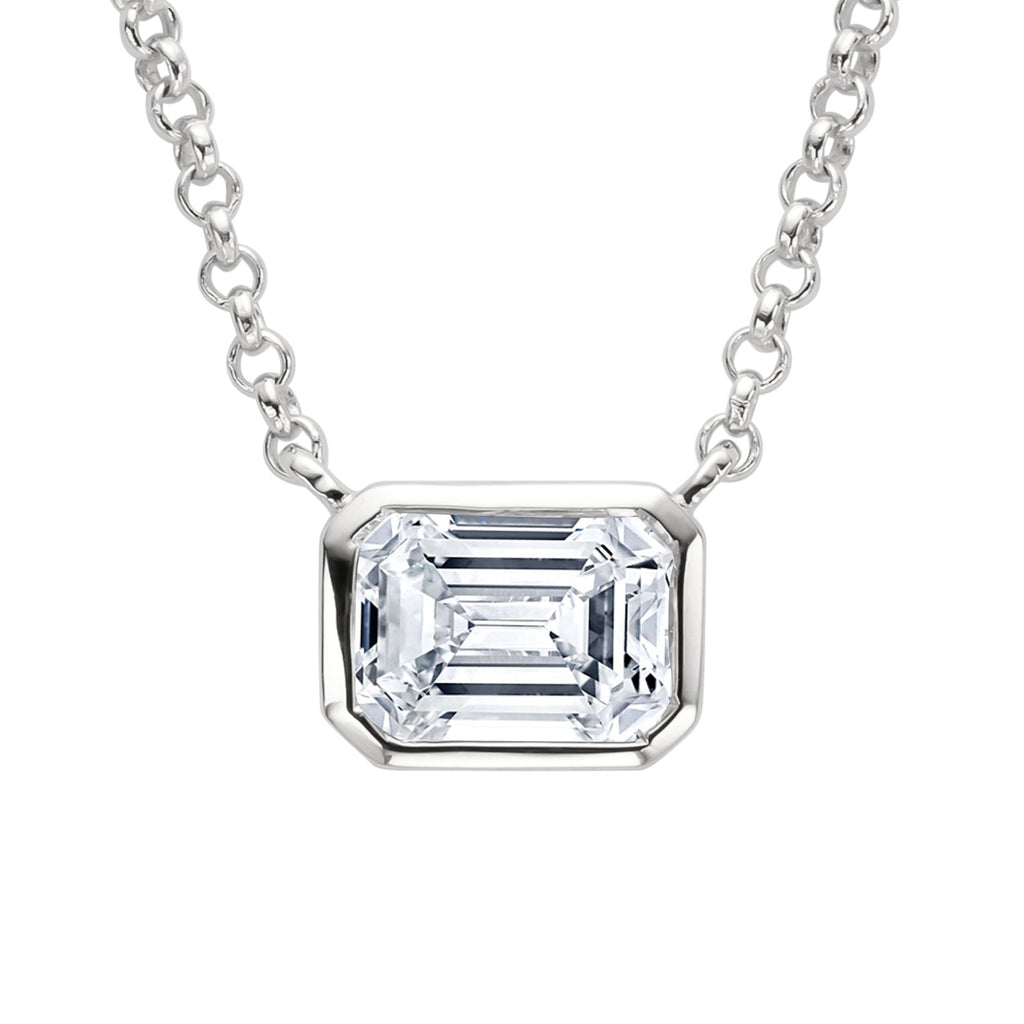 Emerald Cut Moissanite Pendant Necklace (1 ct)