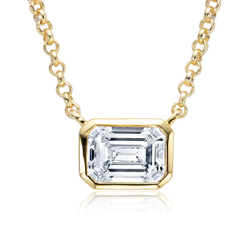 Emerald Cut Moissanite Pendant Necklace (1 ct)