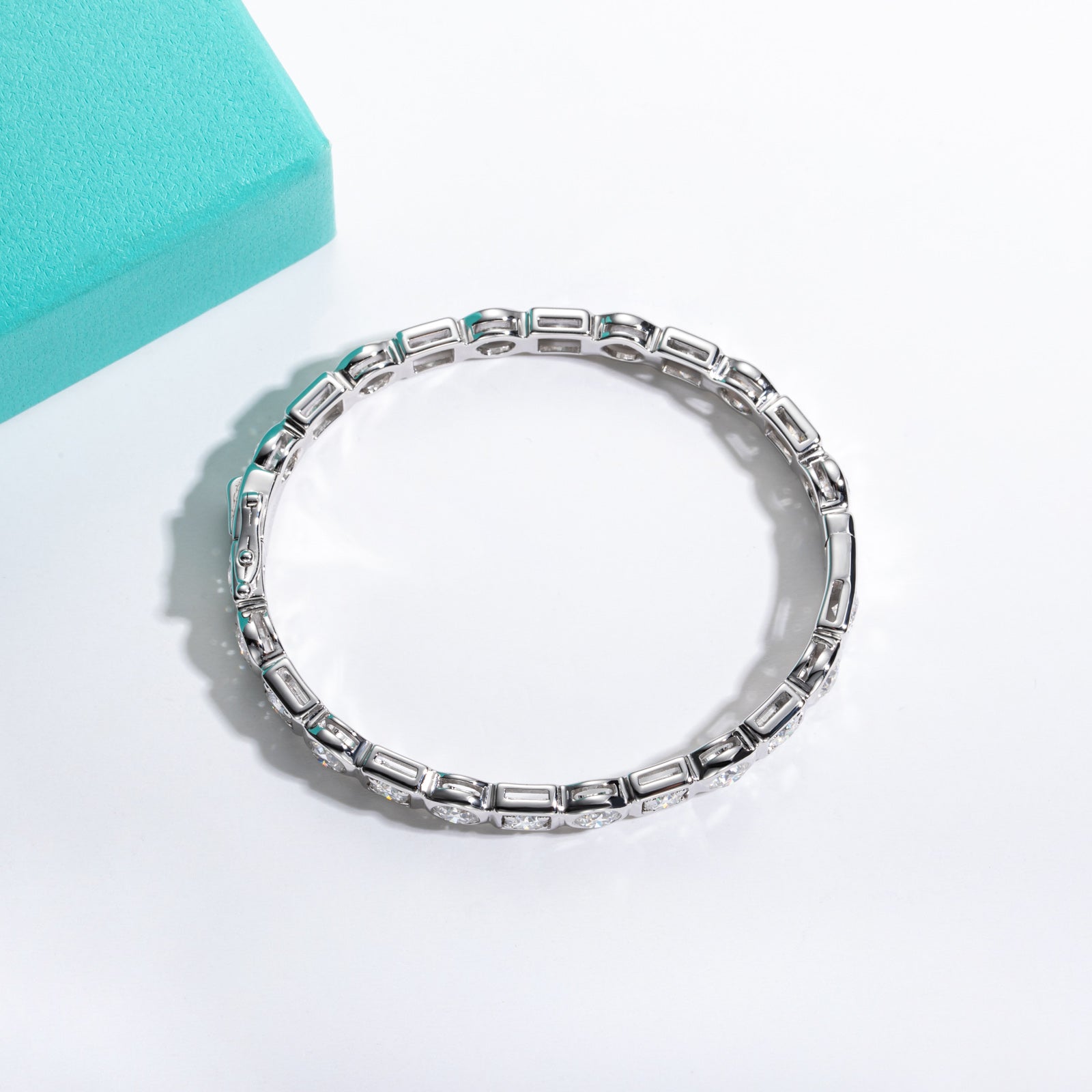 Round Cut Bezel Set Moissanite Tennis Bracelet (8.0-10.4 cttw)