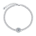 Round Cut Moissanite Silver Adjustable Bracelet