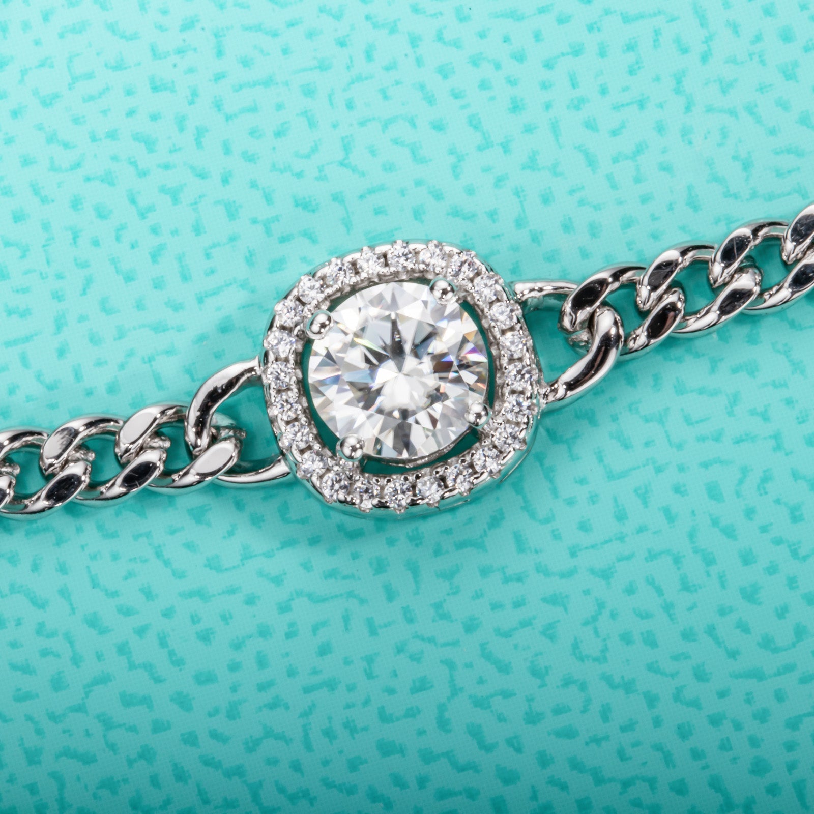 Round Cut Moissanite Silver Adjustable Bracelet