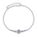 Round Cut Moissanite Silver Adjustable Bracelet