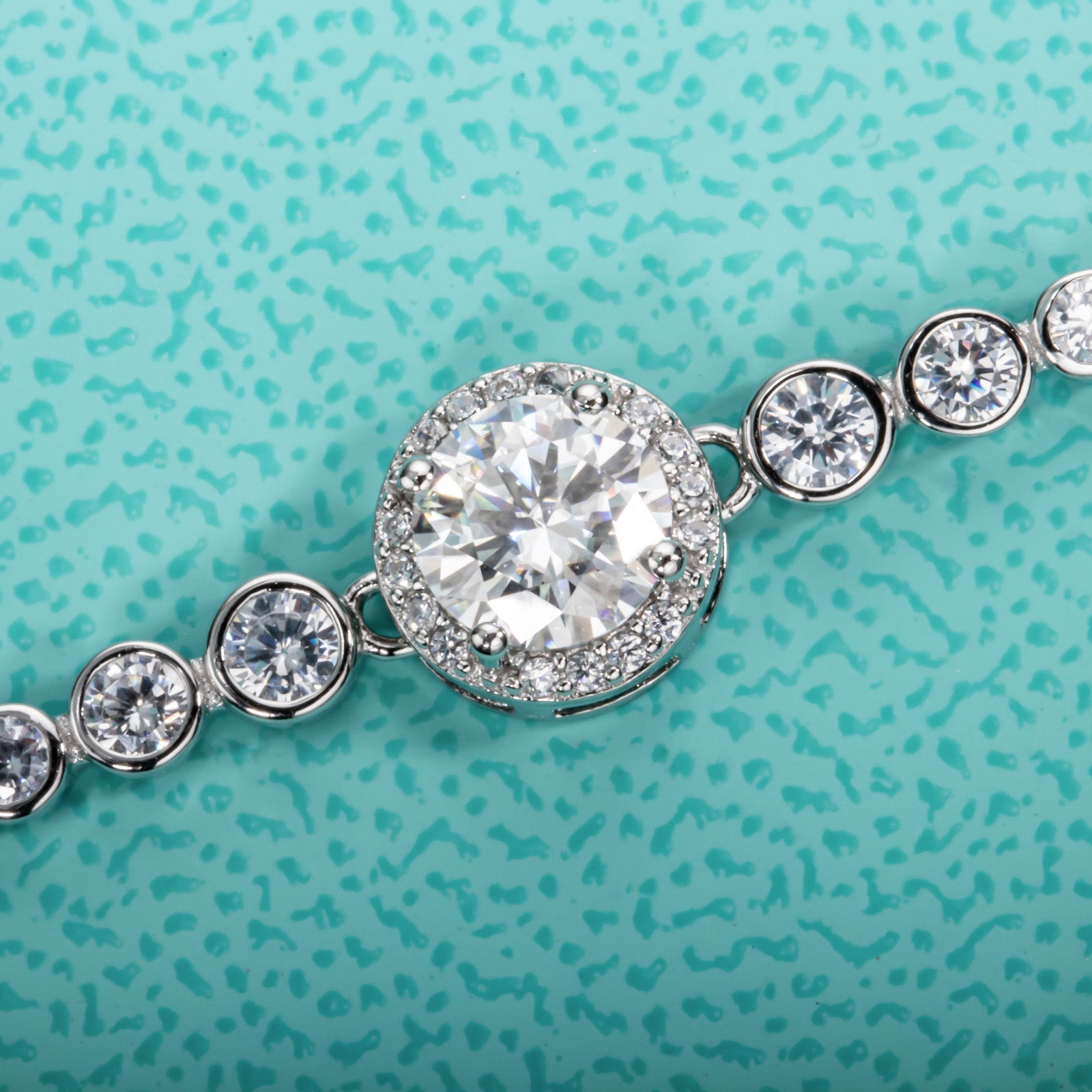 Round Cut Moissanite Silver Adjustable Bracelet