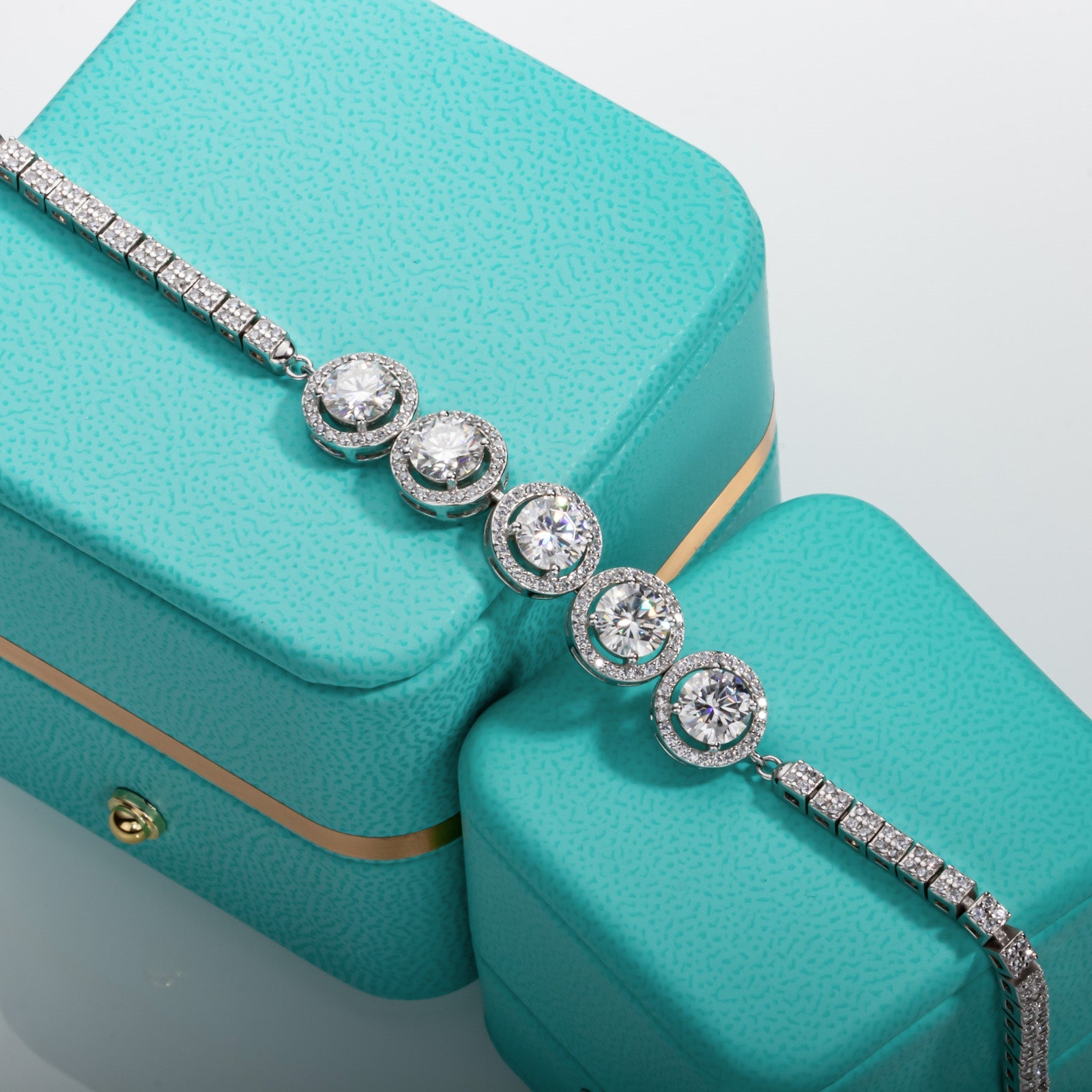Five-Stone Moissanite Silver Adjustable Tennis Bracelet