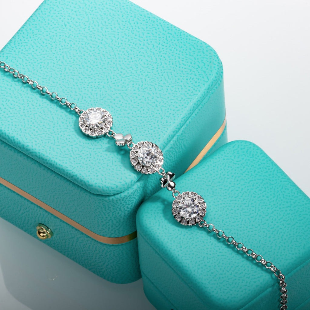 Moissanite Love Heart Silver Adjustable Bracelet