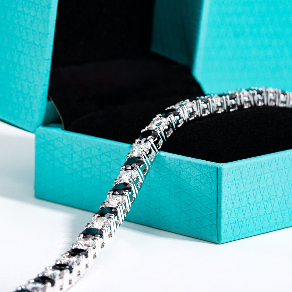 Black Round Cut Moissanite Tennis Bracelet (13.2cttw)