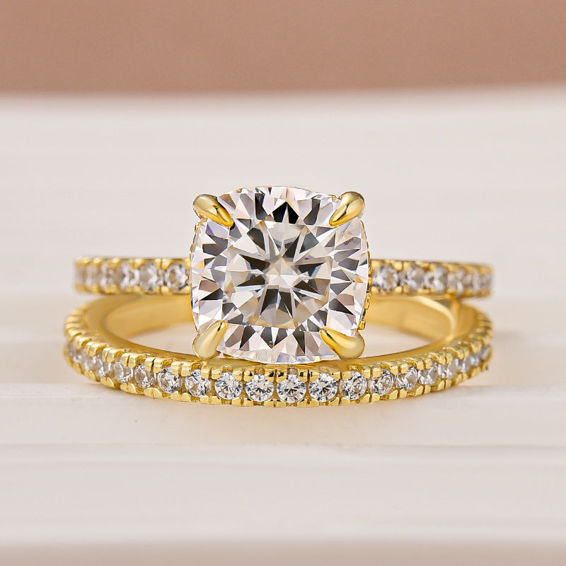 2.5 Carat Cushion Cut Bridal Wedding Ring Set Travel Ring With Half Eternity Wedding Band