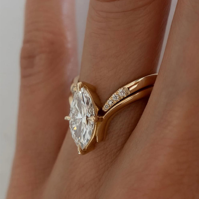 Unique 3.0Ct Marquise Cut Insert Wedding Ring Set For Women In Sterling Silver