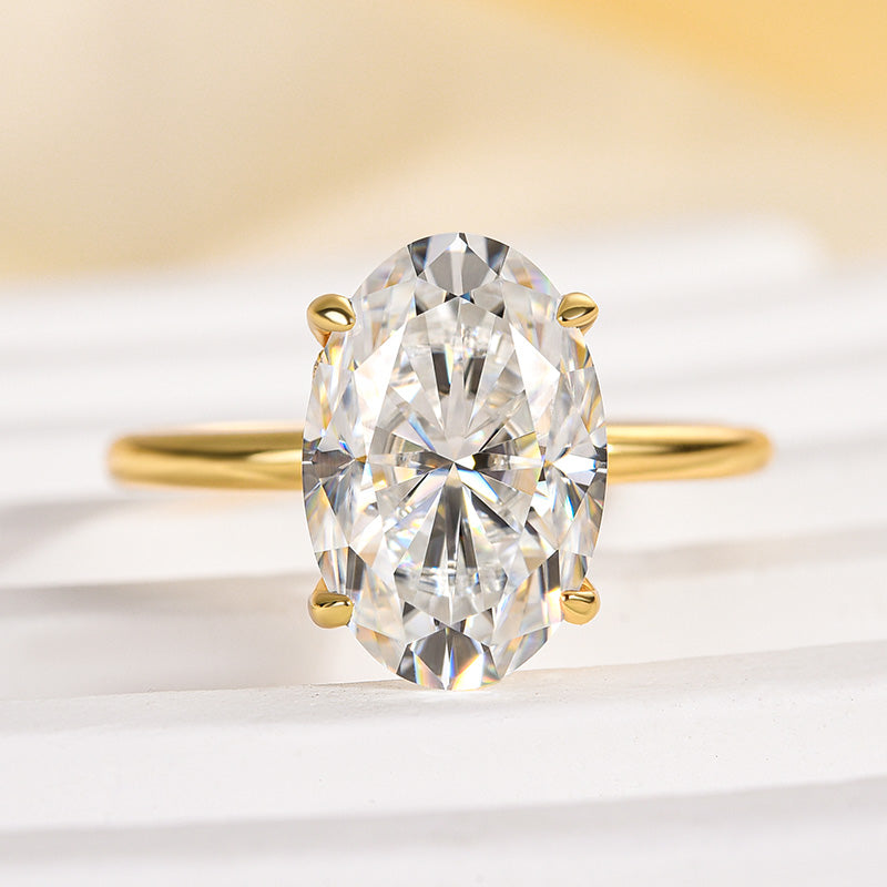 Classic 4.5Ct Solitaire Oval Cut Hidden Halo Engagement Ring In Sterling Silver