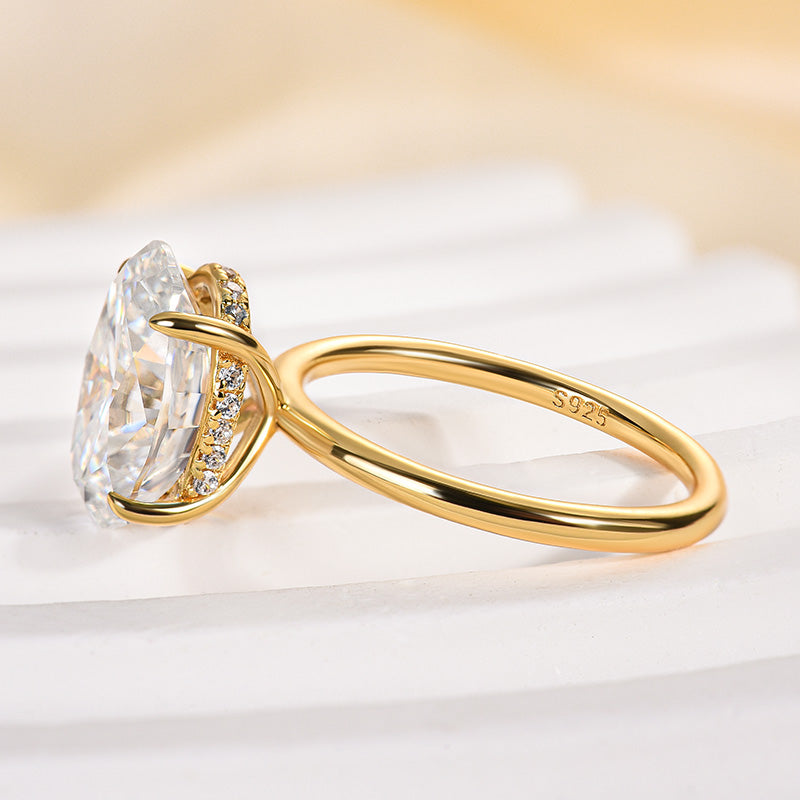 Classic 4.5Ct Solitaire Oval Cut Hidden Halo Engagement Ring In Sterling Silver