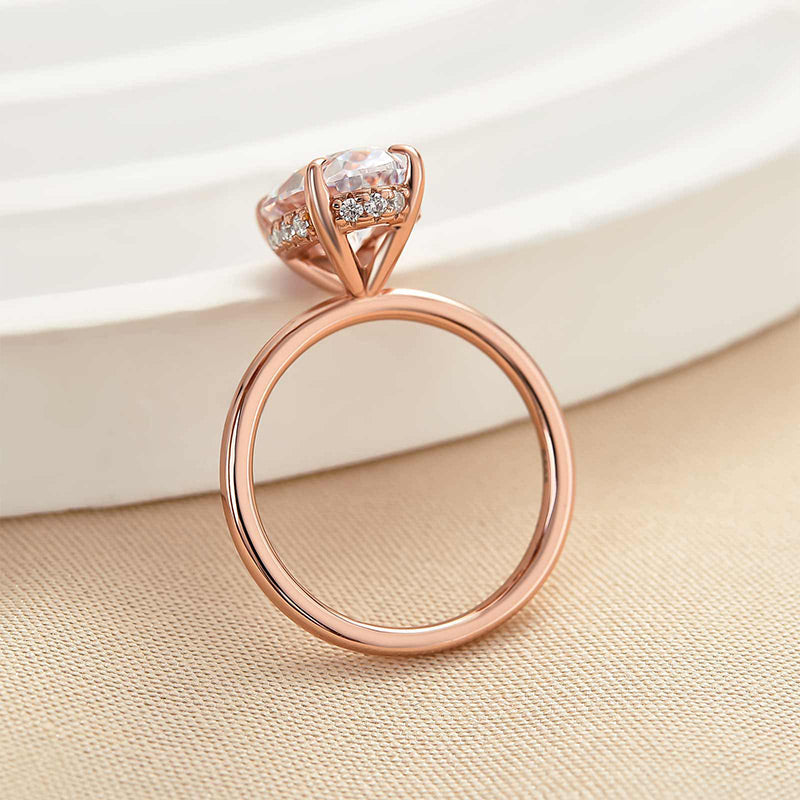 Classic 4.5Ct Solitaire Oval Cut Hidden Halo Engagement Ring In Sterling Silver