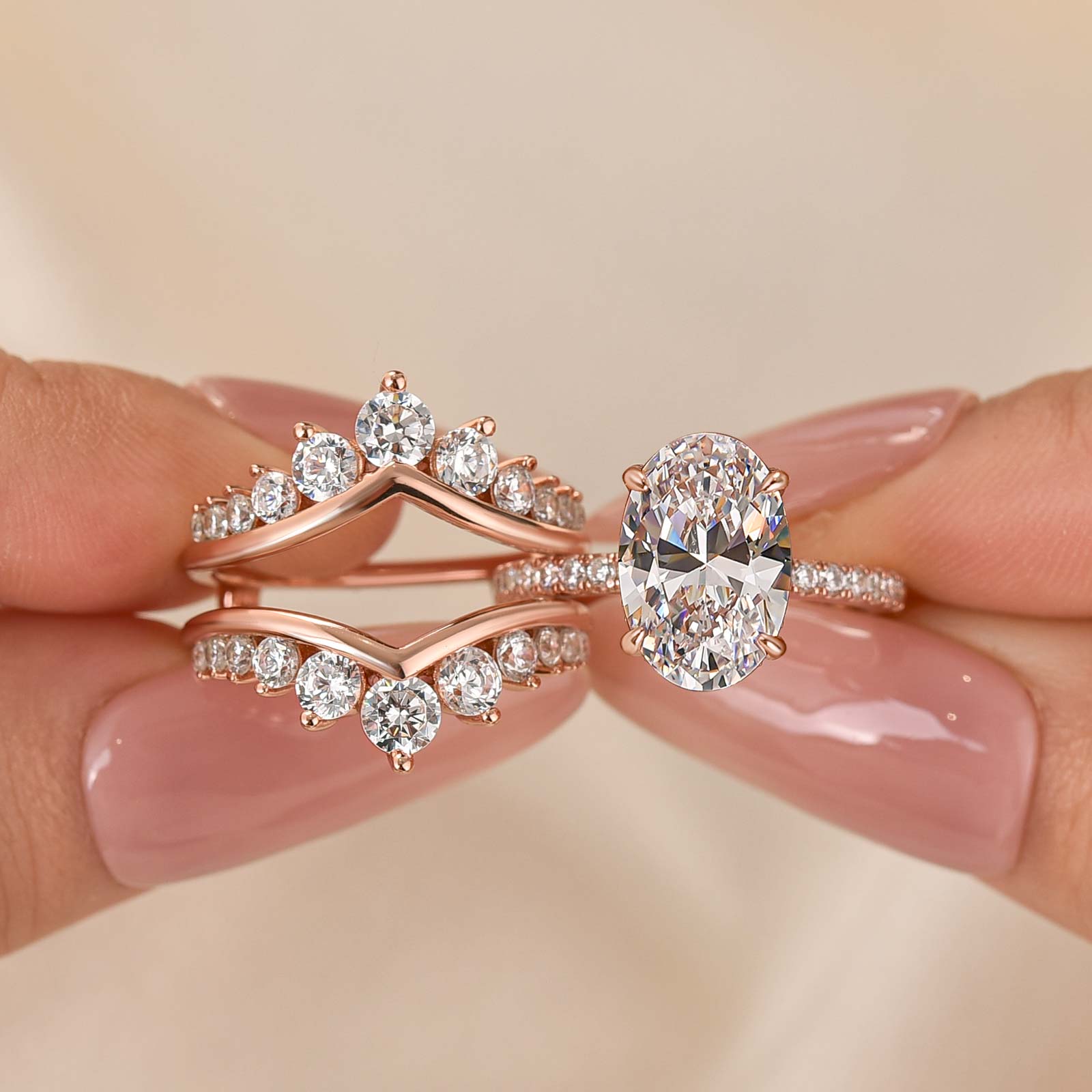 Exclusive 4.0Ct Oval Cut Wedding Ring Set Travel Ring With Jacket Wedding Band