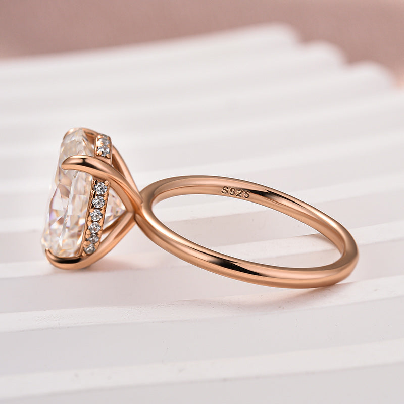 Classic 4.5Ct Solitaire Oval Cut Hidden Halo Engagement Ring In Sterling Silver