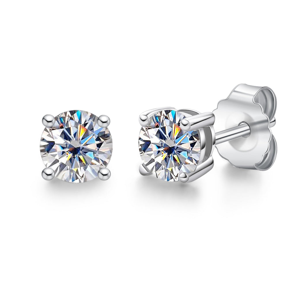 Round Cut Moissanite Stud Earrings (0.6cttw)