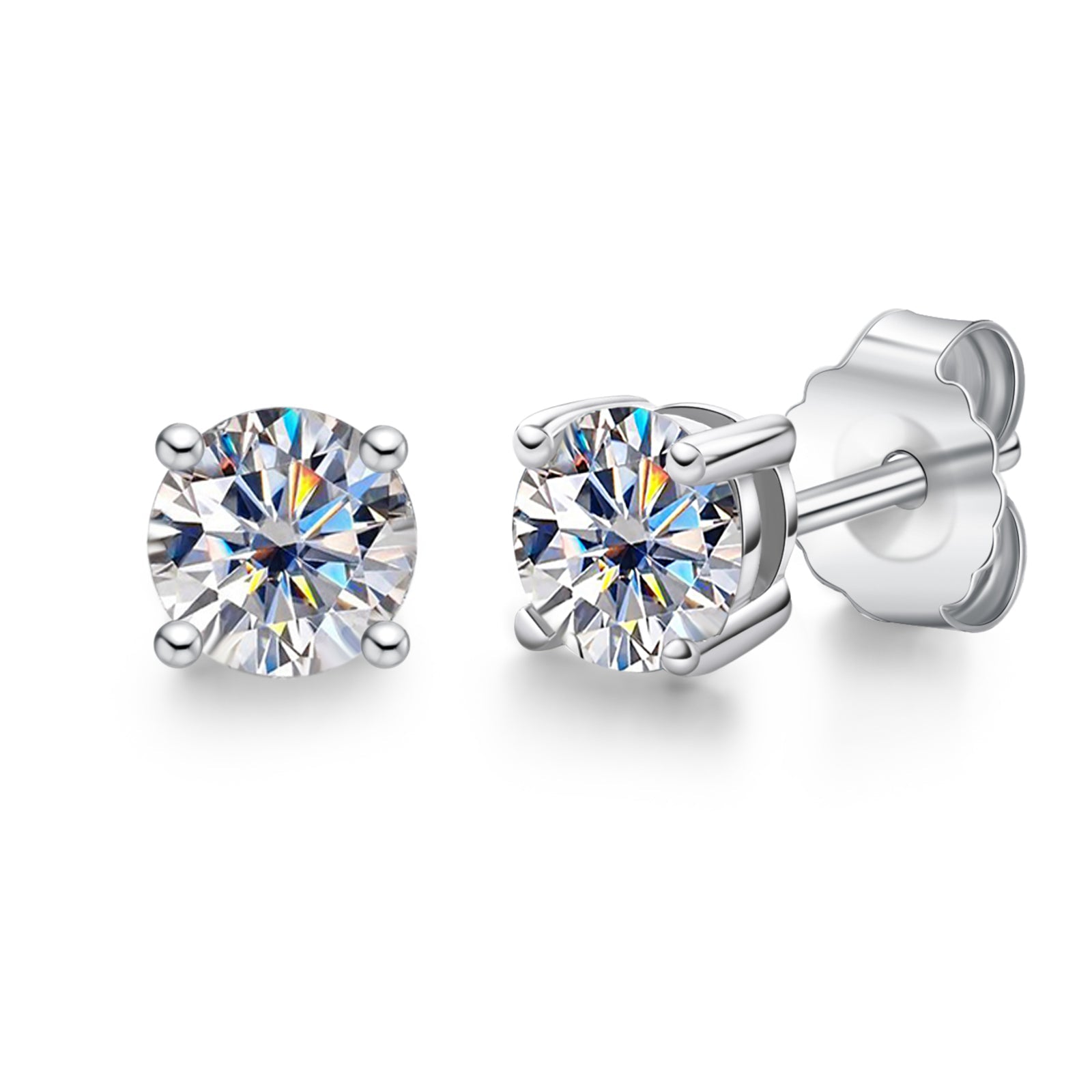 Round Cut Moissanite Stud Earrings (0.6cttw)