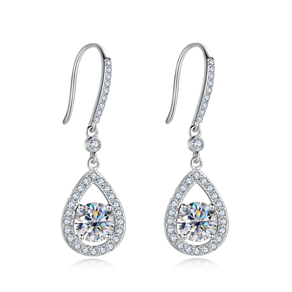Moissanite Teardrop Dangle Earrings (1ct*2)