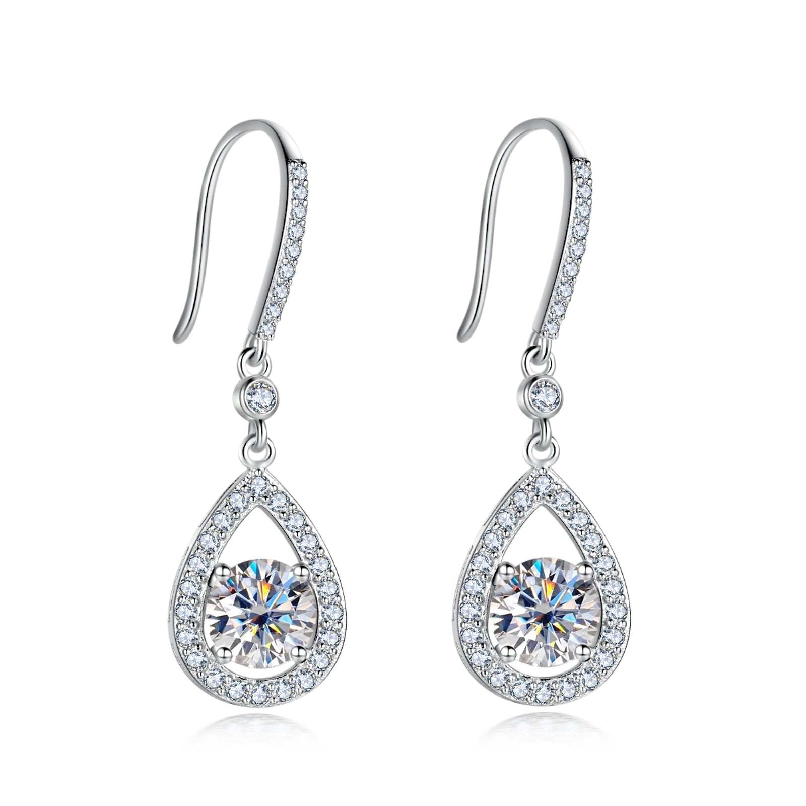 Moissanite Teardrop Dangle Earrings (1ct*2)