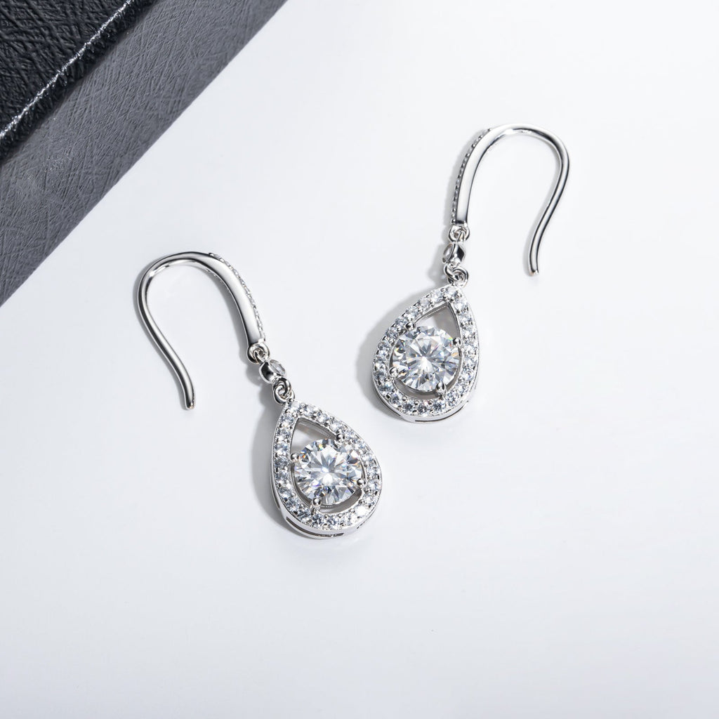 Moissanite Teardrop Dangle Earrings (1ct*2)