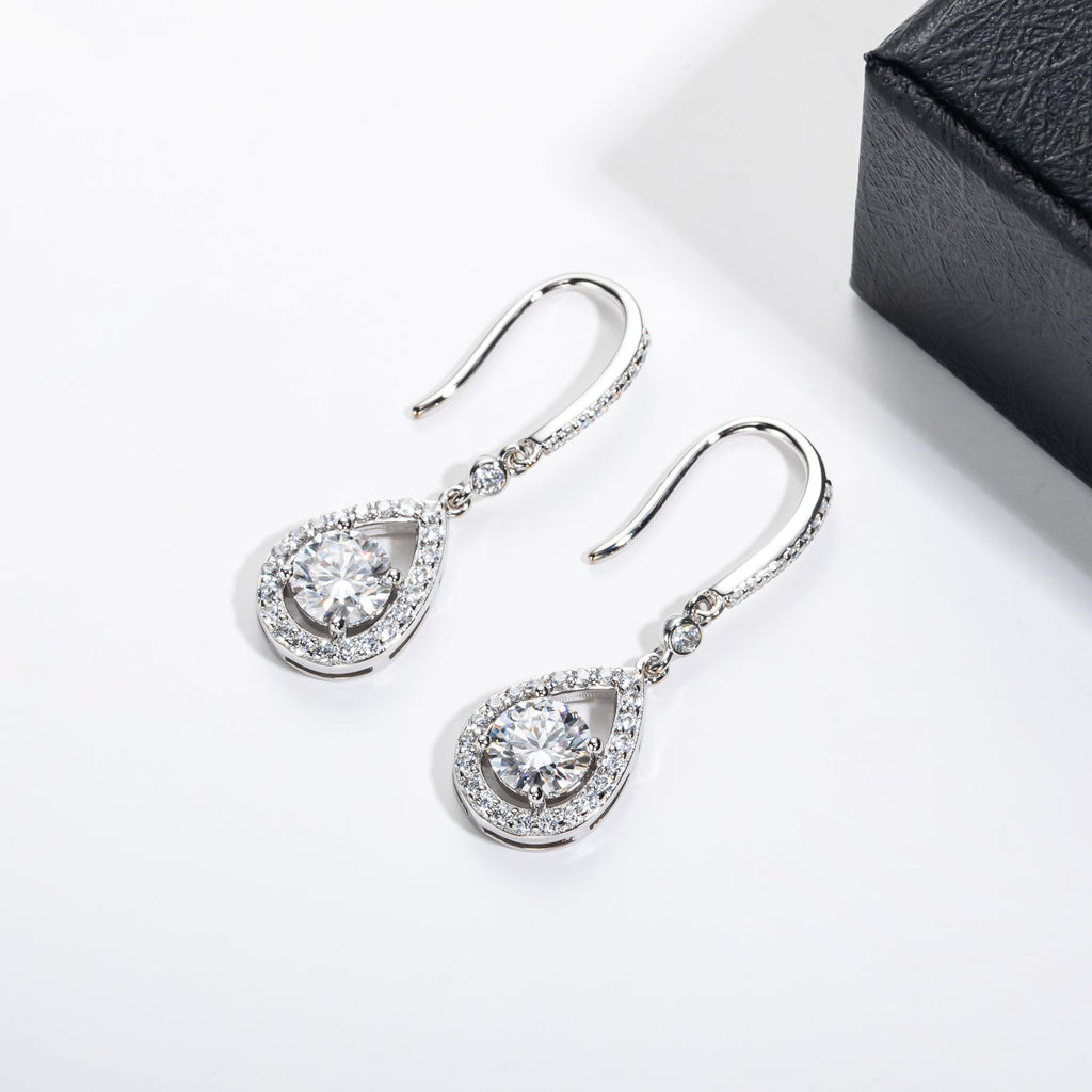 Moissanite Teardrop Dangle Earrings (1ct*2)