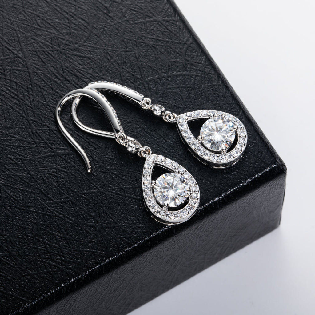 Moissanite Teardrop Dangle Earrings (1ct*2)