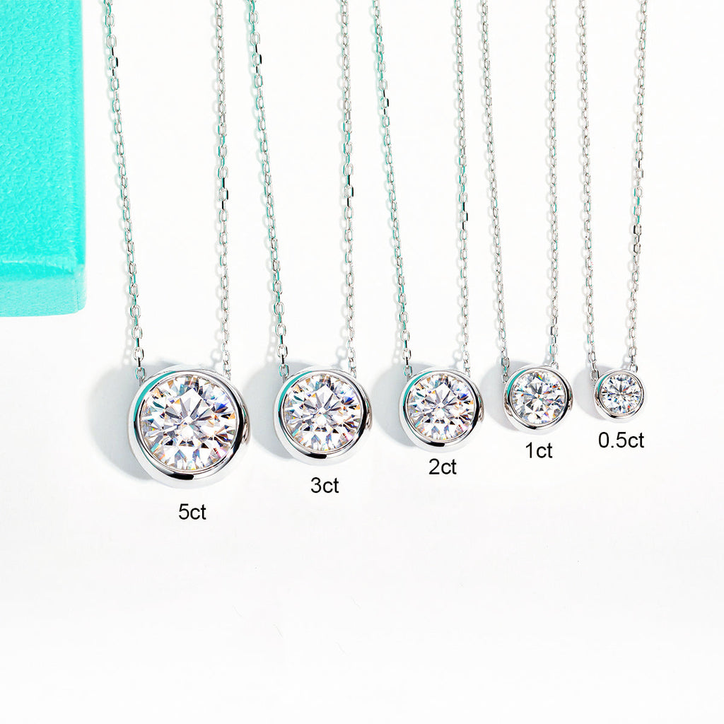 Round Cut Moissanite Pendant Necklace (0.5-5 ct)