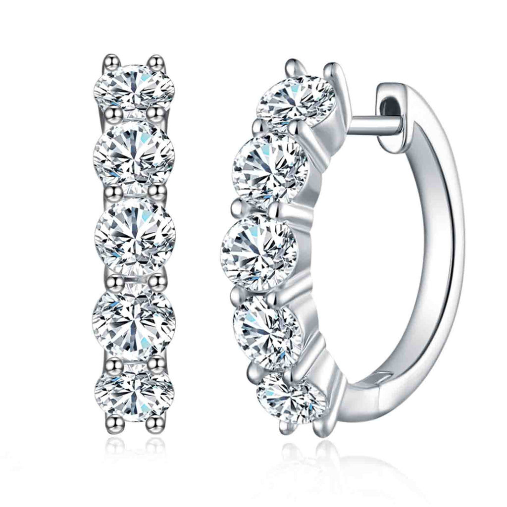 5 Stone Moissanite Hoop Earrings (3cttw)