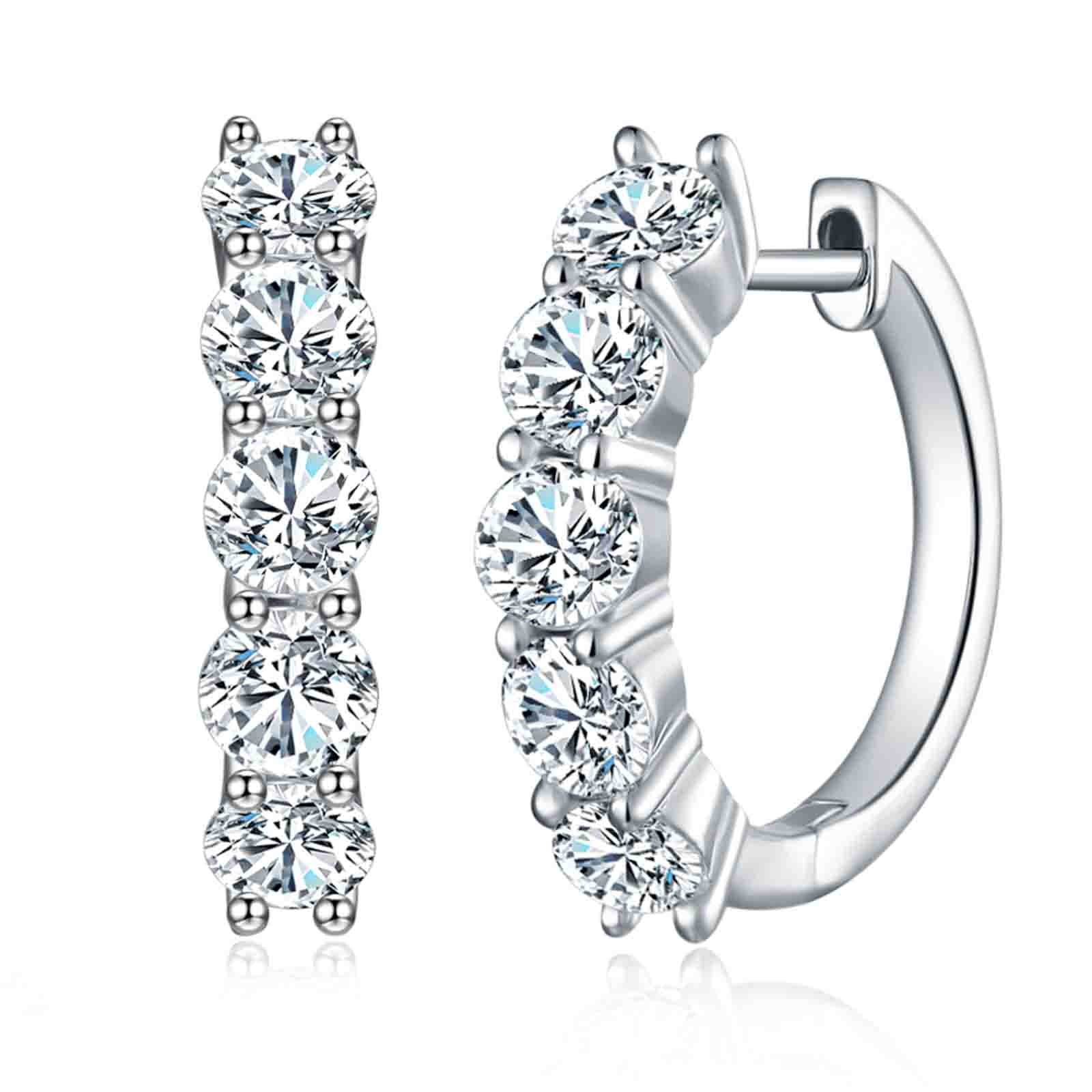 5 Stone Moissanite Hoop Earrings (3cttw)