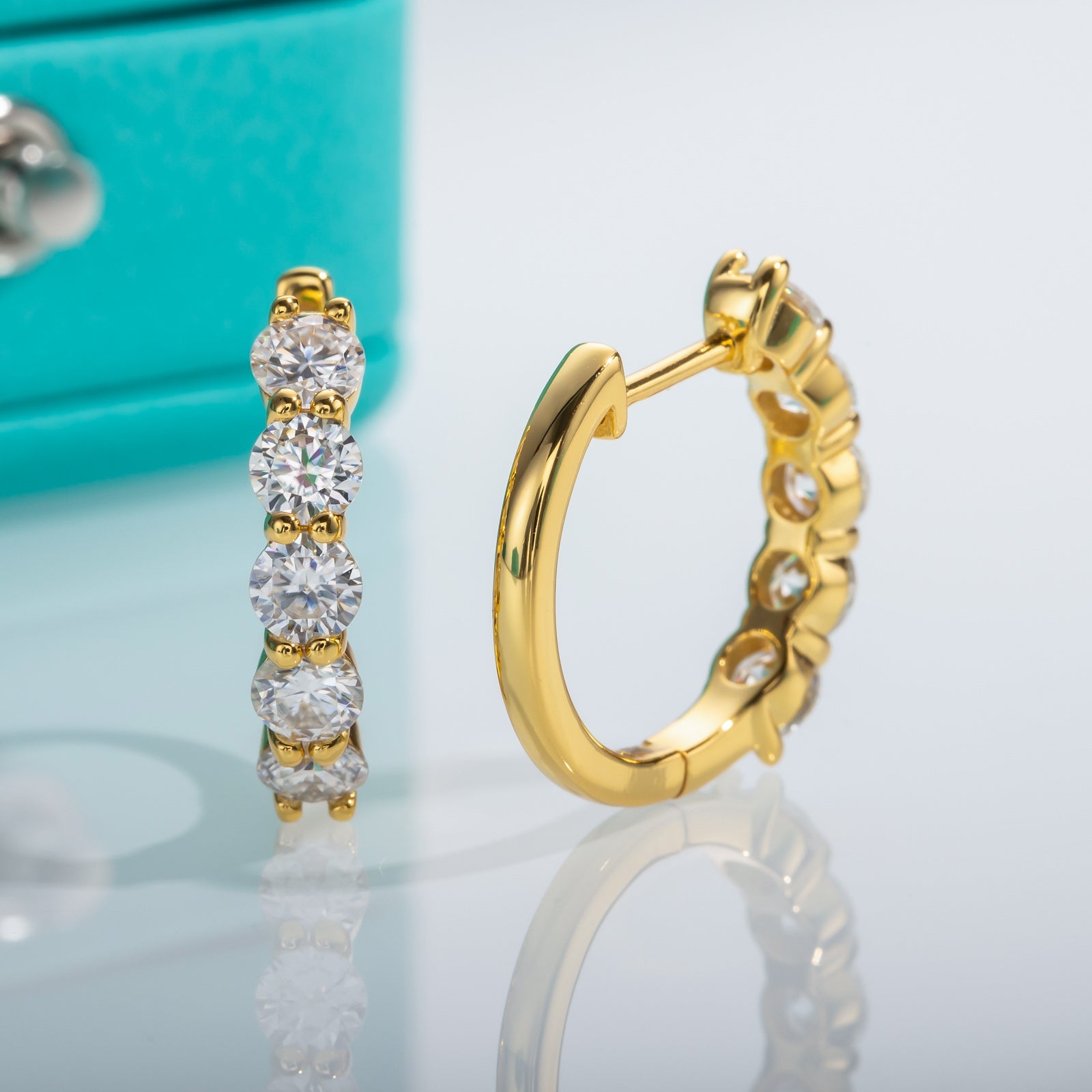 5 Stone Moissanite Hoop Earrings (3cttw)