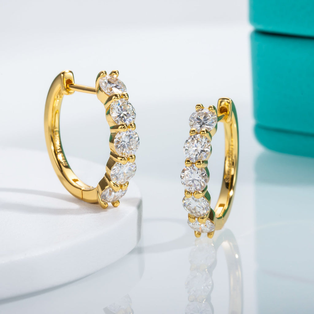 5 Stone Moissanite Hoop Earrings (3cttw)