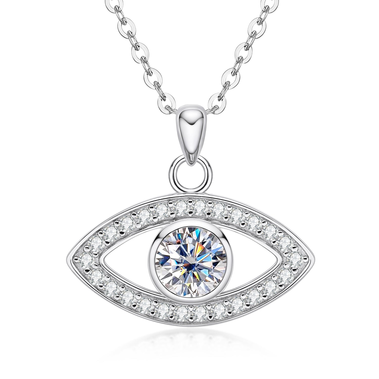 Moissanite Demon Eye Pendant Necklace