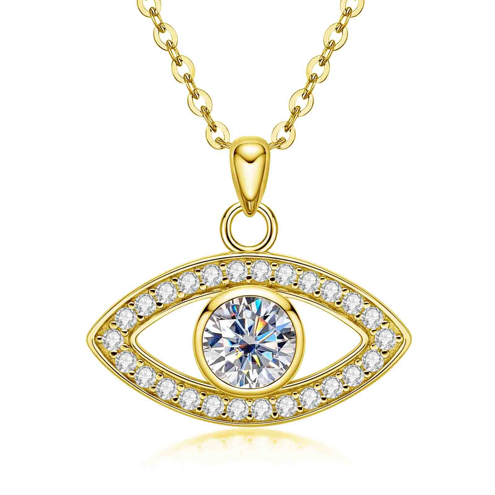 Moissanite Demon Eye Pendant Necklace