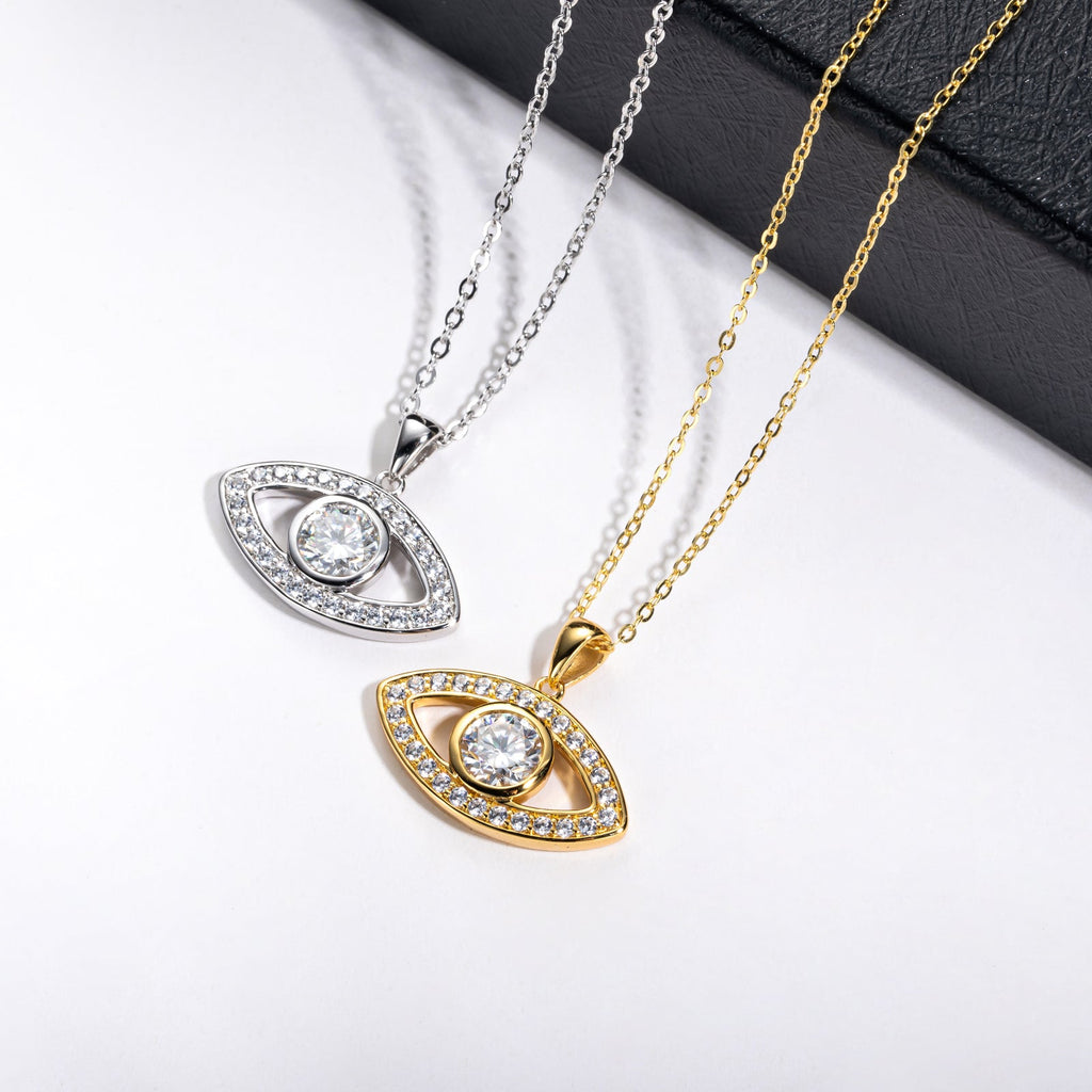 Moissanite Demon Eye Pendant Necklace