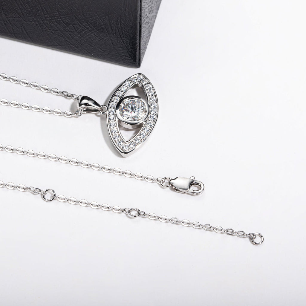 Moissanite Demon Eye Pendant Necklace