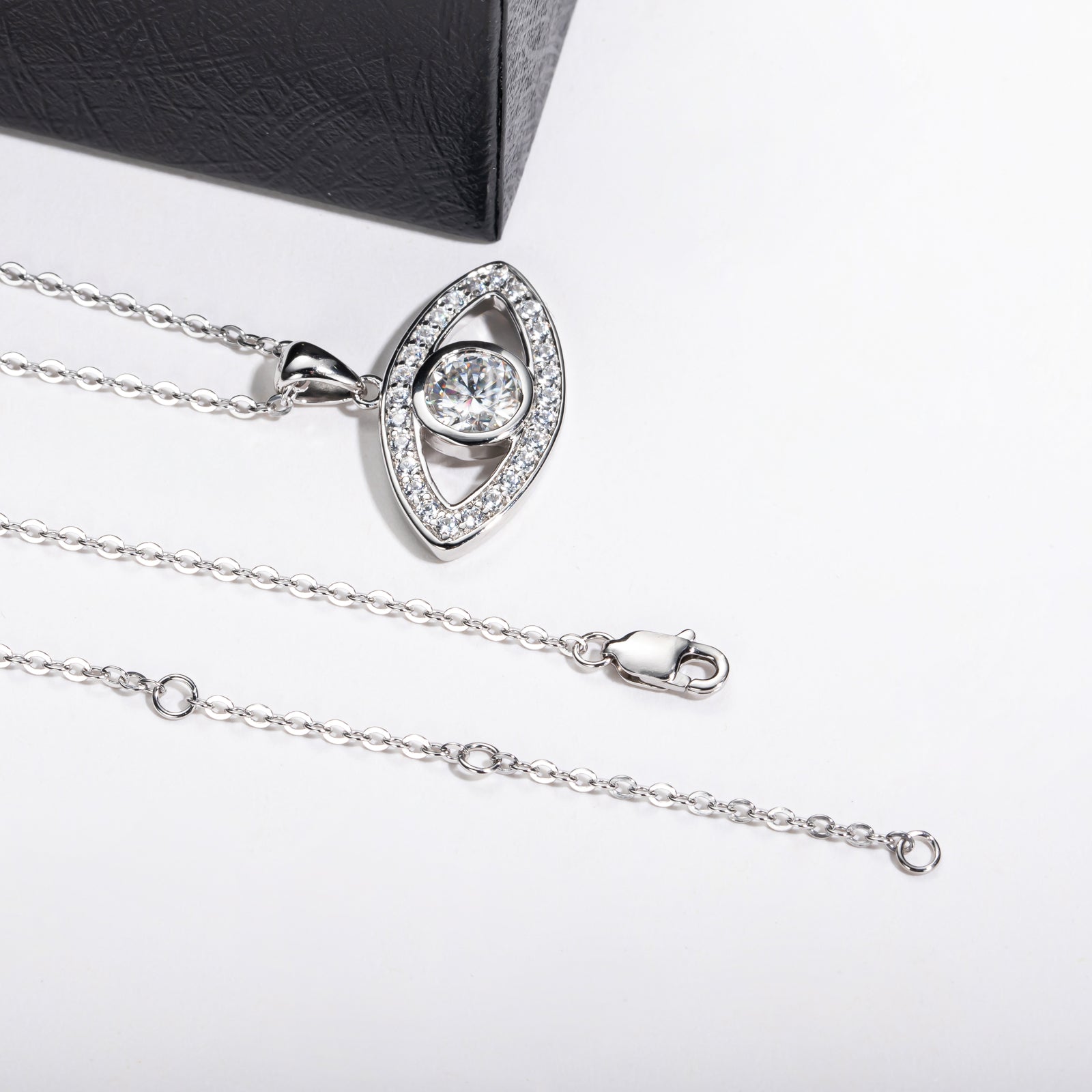 Moissanite Demon Eye Pendant Necklace