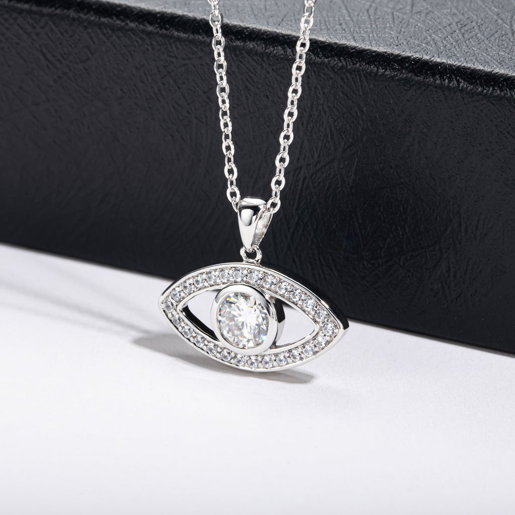 Moissanite Demon Eye Pendant Necklace